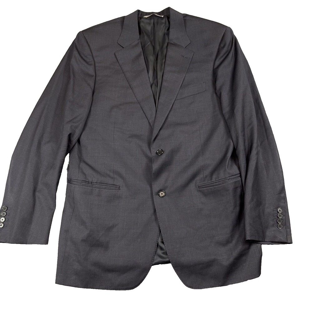 Canali Wool Blazer Mens 46 Reg. Blue Gray Plaid Made in Italy Sportcoat Jacket